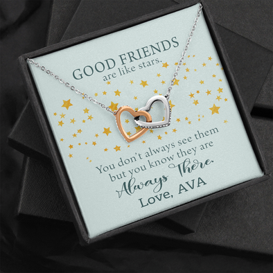 To My Good Friends, Interlocking Hearts Necklace With You Know They Are Always There Message Card, Birthday, Gift For Her, Necklace for Her, Jewelry For Her, Customized Message Card