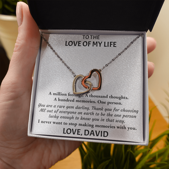 To Love Of My Life, Interlocking Hearts Necklace, Customized Pendant For Her, Birthday Gift, Christmas, Anniversary, Gift For Her, Valentine's Day, Jewelry For Her