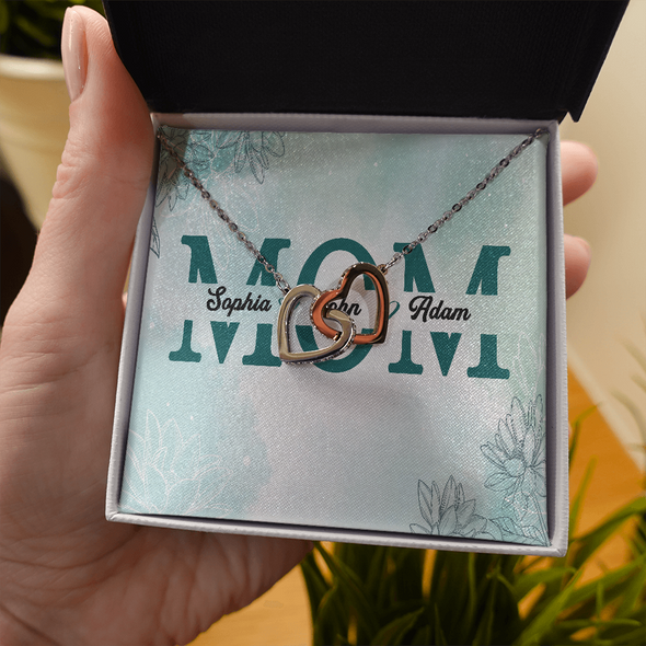 Mom Customized Pendant, Interlocking Hearts Necklace, Customized Pendant For Her, Birthday Gift, Christmas, Anniversary, Gift For Her, Valentine's Day, Jewelry For Her