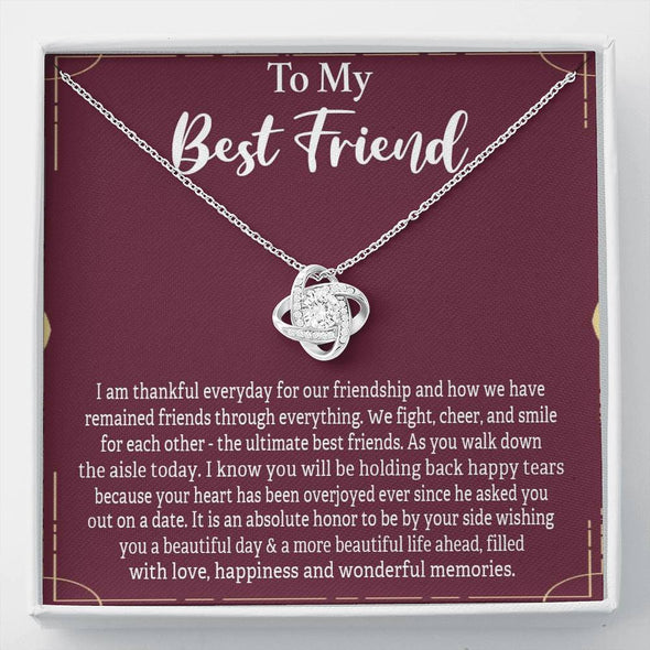 To My Bestie, We cheer And Smile For Each Other, Gift For Friend, BFF Gift, Friendship Gift, Friendship Necklace, Best Friend Gift, Knot Necklace, Happy Wedding Day