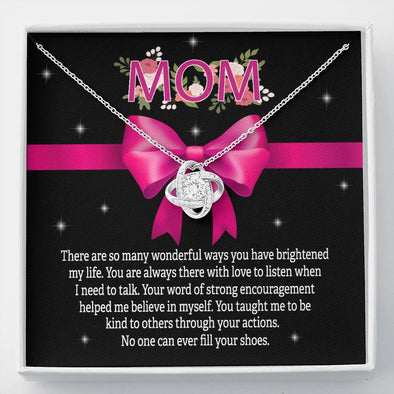 To My Mom, You Taught Me To Be Kind To Others, Birthday, Silver Knot Pendant For Mom, Gift Ideas For Mother, Necklace With Message Card, Happy Mother's Day