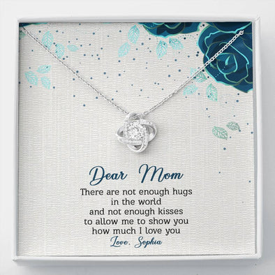 To My Mom, Lots Of Hugs And Kisses To Show You I Love You, Custom Pendant, Silver Necklace With Message Card, Happy Mother's Day, Gift Idea For Mother/Daughter's
