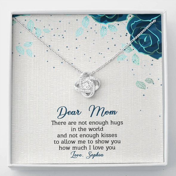 To My Mom, Lots Of Hugs And Kisses To Show You I Love You, Custom Pendant, Silver Necklace With Message Card, Happy Mother's Day, Gift Idea For Mother/Daughter's