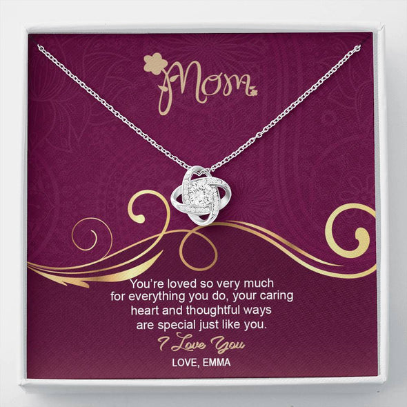 To My Mom, Your Caring Heart And Thoughtful Ways Are Special Just Like You, Custom Pendant, Silver Necklace With Message Card, Anniversary, Birthday, Christmas