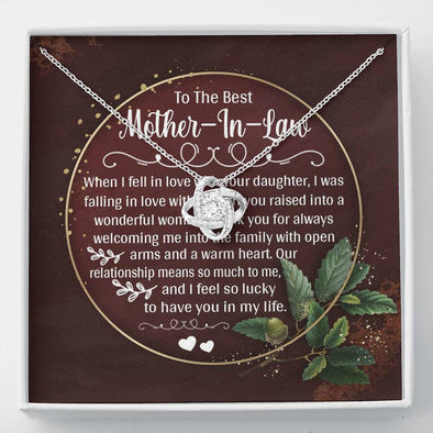 Dear Mom, I Feel So Lucky To Have You In My Life, Future Mother In Law Necklace With Message Card, Mother Day Necklace, Ideas For Her, Knot Necklace, Birthday Gift, Christmas Gift