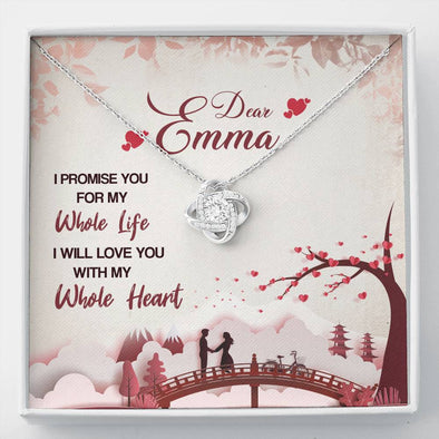 Customized Knot Pendant For valentine's Day, Gift For Girlfriend/Wife, Jewelry For Her, I Promise You for My Whole Life I Will Love You With My Whole Heart Necklace