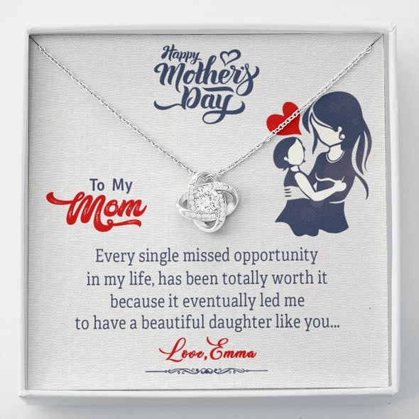 To My Mom, Life Has Been Totally Worth It, Knot Pendant For Mom, Necklace With Message Card, Happy Mother's Day, Gift Ideas For Mother/Daughter's, Birthday