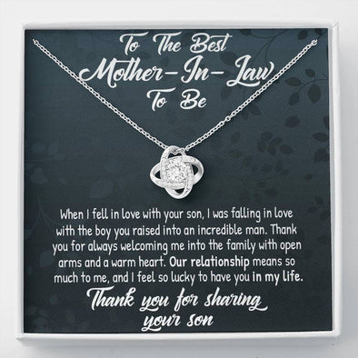 Dear Mom, Thank You For Sharing Your Son, Future Mother In Law Necklace With Message Card, Mother Day Necklace, Ideas For Her, Knot Necklace, Birthday Gift, Christmas Gift
