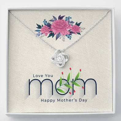 To My Mom, Happy Mother's Day, Knot Pendant For Your Mom, I Love You Necklace, Necklace With Message Card, Gift Ideas For Mom, Birthday, Silver Knot Pendant
