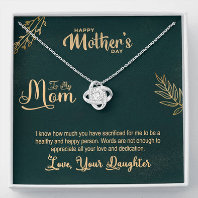 To My Mom, I Appreciate All Your Love And Dedication, Jewelry For Her, Silver Pendant, Necklace With Message Card, Gift  For Mom, Knot Pendant, Anniversary