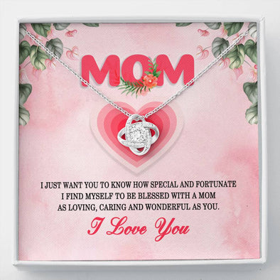 To My Mom, Knot Pendant For A Loving Caring And Wonderful Mother, Jewelry For Her, Silver Pendant, Necklace With Message Card, Gift  For Mom, Mother's Day