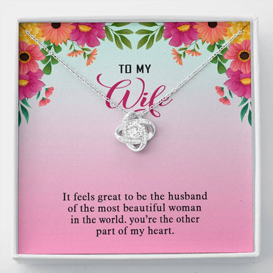 To My Wife Love Knot Necklace, Necklace With Message Card, You Are The Other Part Of My Heart, Pendant For Her, Couple Collection, Jewelry For Her, Silver Pendant