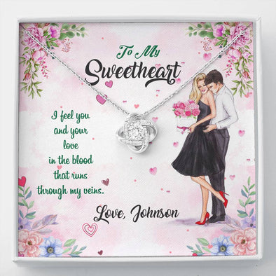 To My Sweetheart, Soulmate, Wife, I Feel You And Your Love In The Blood, Personalized Pendant, Necklace With Message Card, Love Knot Necklace, Jewelry For Her
