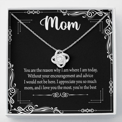 To My Mom, I Love You The Most, You're The Best Mom, Jewelry For Her, Pendant For Mom, Silver Knot Pendant, Necklace With Message Card, Anniversary, Christmas