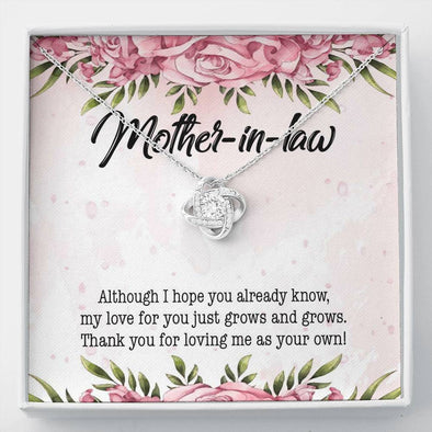 Dear Mom, Thank You For Loving Me As You Own, Future Mother In Law Necklace With Message Card, Mother Day Necklace, Ideas For Her, Knot Necklace, Birthday Gift, Christmas Gift