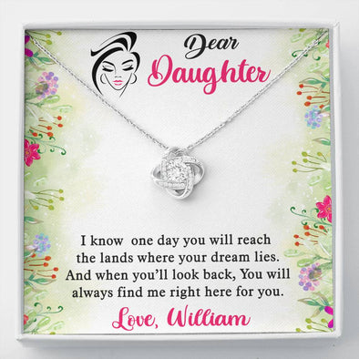 To My Daughter, You Will Always Find Me Right Here For You, Necklace With Message Card, Gift Ideas For Daughter, Knot Custom Necklace, Customize Necklace, Birthday