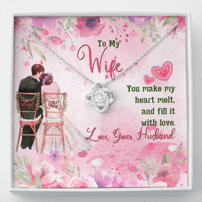 You Make My Heart Melt And Fill It With Love, To My Wife Knot Pendant, Gift For Her, Valentine's Day, Christmas ,Birthday, Anniversary Gift For Her