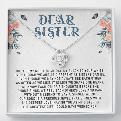 Products Dear Sister, You Are My Night To My Day, Necklace With Message Card, Knot Necklace, Raksha Bandhan Gift, Gift Ideas For Sister, Birthday Gift