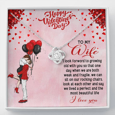 Valentine's Day Gift For Wife, Silver Pendant, Gift For Couples, To My Wife I Look Forward To Growing Old With You Necklace, Necklace With Message Card, Jewelry For Her