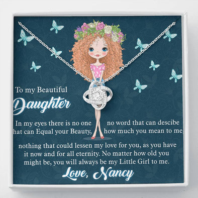 To My Daughter, You Will Always Be My Little Girl To Me, Necklace With Message Card, Gift Ideas For Daughter, Knot Custom Necklace, Customize Necklace, Birthday