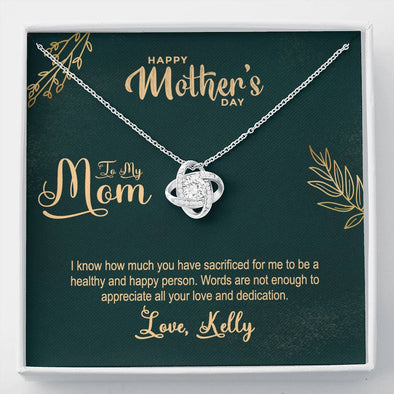 To My Mom, Words Are Not Enough To Appreciate All Your Love, Necklace With Message Card, Silver Knot Pendant, Gift Ideas For Mom, Customized Necklace, Birthday