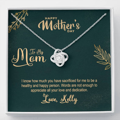 To My Mom, Words Are Not Enough To Appreciate All Your Love, Necklace With Message Card, Silver Knot Pendant, Gift Ideas For Mom, Customized Necklace, Birthday