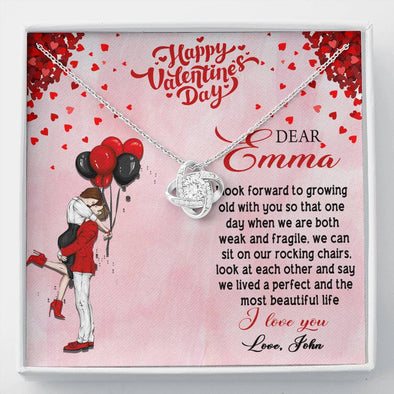 My Dear Wife, I look Forward To Growing Old with You, Necklace For Girlfriend, Personalized Pendant, Jewelry For Wife, Valentine’s Gift, knot Necklace, Couple