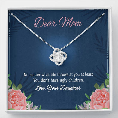 To My Mom, Knot Pendant For Your Beautiful Mother, Gift Ideas For Mother/Daughter, Silver Pendant, Necklace With Message Card, Jewelry For Her, Birthday
