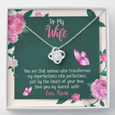 To My Wife, Love You My Dearest Wife, Gift For Soulmate, Love Knot Necklace, Gold Silver Pendant, Jewelry For Wife, Birthday, Anniversary