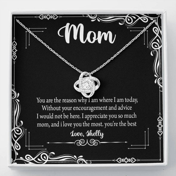 To My Mom, I Love You The Most, You're The Best, Custom Knot Pendant, Silver Necklace With Message Card, Happy Mother's Day, Gift Idea For Mother/Daughter's