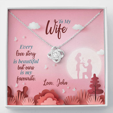 Birthday Gift For Her, Customized Necklace For Wife With Beautiful Message Card, Couple Gifts, To My Wife Love Knot Necklace, Couple Silver Jewelry