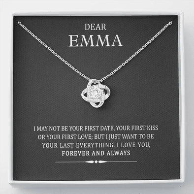 Dear Wife, I Love You Forever And Always, Silver Love Knot Necklace, Valentine’s Gift, Birthday, Necklace With Message Card, Gift For Soulmate, Pendant