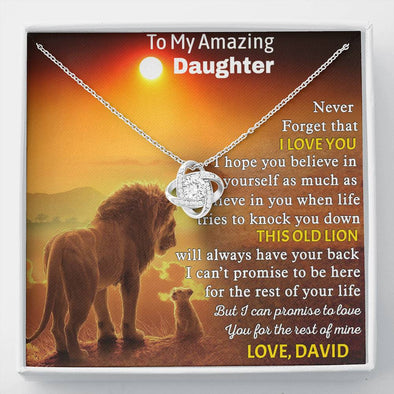 To My Daughter, Never Forget That I Love You, Necklace With Message Card, Knot Custom Necklace, Birthday Gift, Customize Necklace, Gift Ideas For Daughter