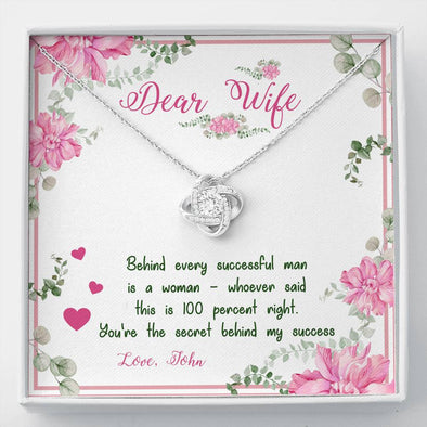 Customized Knot Love Necklace, Necklace With Message Card, Personalized Gift For Wife From Husband, Couple Gifts, Custom Gifts For Her, Jewelry, Silver Necklace