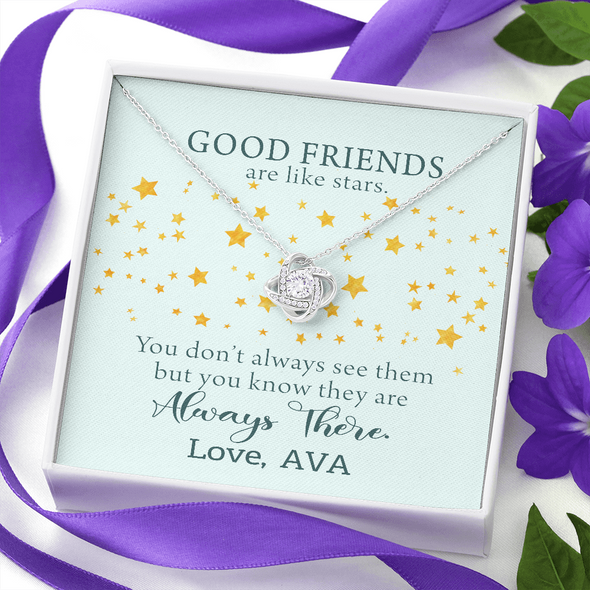 To My Good Friends, Love Knot Necklace With You Know They Are Always There Message Card, Birthday, Gift For Her, Necklace for Her, Jewelry For Her, Customized Message Card