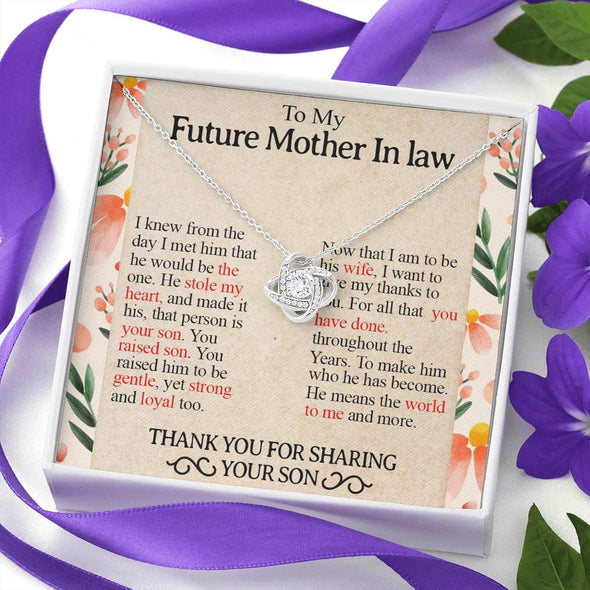 Future Mother In Law Necklace With Message Card, Mother Day Necklace, Ideas For Her, Knot Necklace, Birthday Gift, Mother in Law Gifts For Christmas, Mother in Law Jewelry