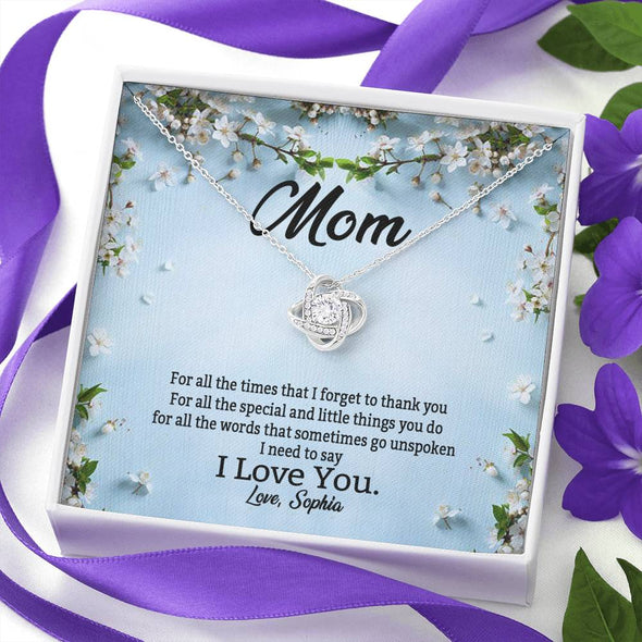 To My Mom, I Need To Say I Love You, Necklace With Message Card, Customized Necklace, Silver Knot Pendant, Gift Ideas For Mom, Happy Mother's Day