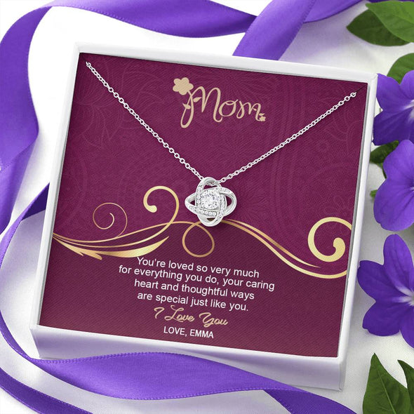 To My Mom, Your Caring Heart And Thoughtful Ways Are Special Just Like You, Custom Pendant, Silver Necklace With Message Card, Anniversary, Birthday, Christmas