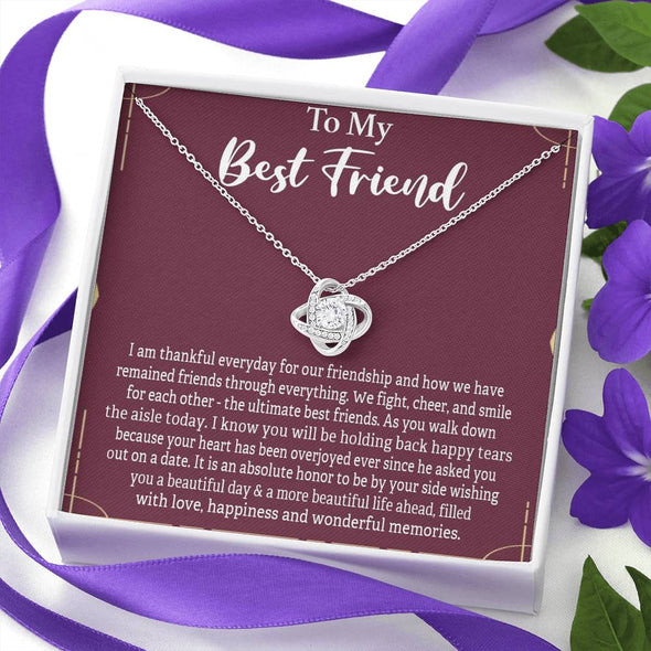 To My Bestie, We cheer And Smile For Each Other, Gift For Friend, BFF Gift, Friendship Gift, Friendship Necklace, Best Friend Gift, Knot Necklace, Happy Wedding Day