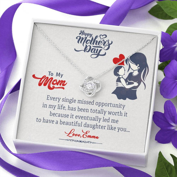 To My Mom, Life Has Been Totally Worth It, Knot Pendant For Mom, Necklace With Message Card, Happy Mother's Day, Gift Ideas For Mother/Daughter's, Birthday