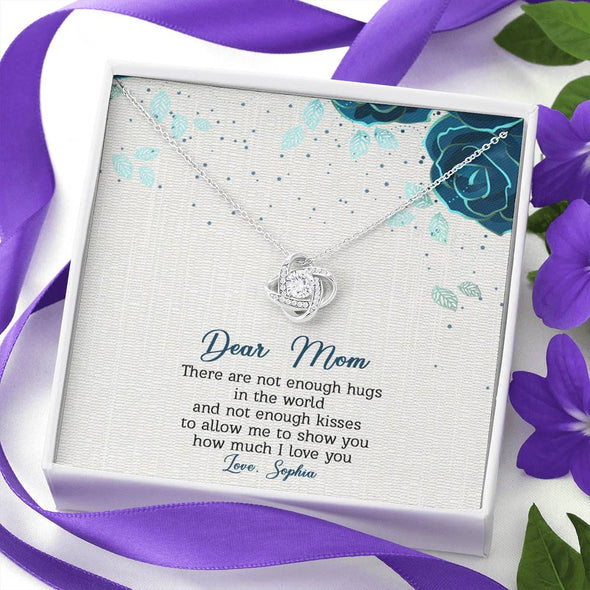To My Mom, Lots Of Hugs And Kisses To Show You I Love You, Custom Pendant, Silver Necklace With Message Card, Happy Mother's Day, Gift Idea For Mother/Daughter's