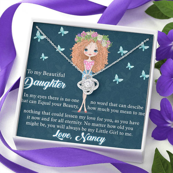 To My Daughter, You Will Always Be My Little Girl To Me, Necklace With Message Card, Gift Ideas For Daughter, Knot Custom Necklace, Customize Necklace, Birthday