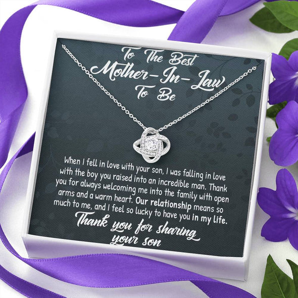 Dear Mom, Thank You For Sharing Your Son, Future Mother In Law Necklace With Message Card, Mother Day Necklace, Ideas For Her, Knot Necklace, Birthday Gift, Christmas Gift