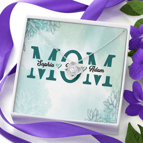 Mom Customized Pendant, Love Knot Necklace, Customized Pendant For Her, Birthday Gift, Christmas, Anniversary, Gift For Her, Valentine's Day, Jewelry For Her