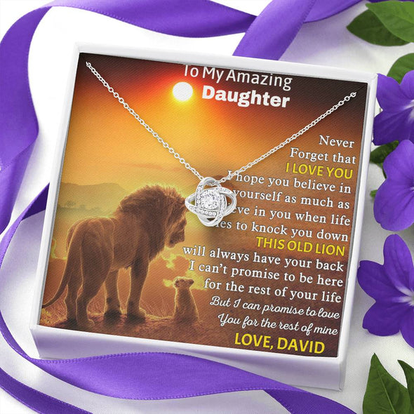 To My Daughter, Never Forget That I Love You, Necklace With Message Card, Knot Custom Necklace, Birthday Gift, Customize Necklace, Gift Ideas For Daughter