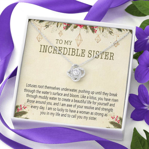 To My Incredible Sister, Necklace With Message Card, Knot Necklace, Raksha Bandhan Gift, Gift Ideas For Sister, Birthday Gift, Brother To Sister