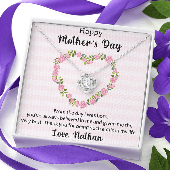 Happy Mother's Day, Love Knot Necklace, Gift For Mom From Daughter, Mother's Day Special Gift, Mom Birthday Gift from Daughter, Jewelry Gift for Mom, Necklace for Mom