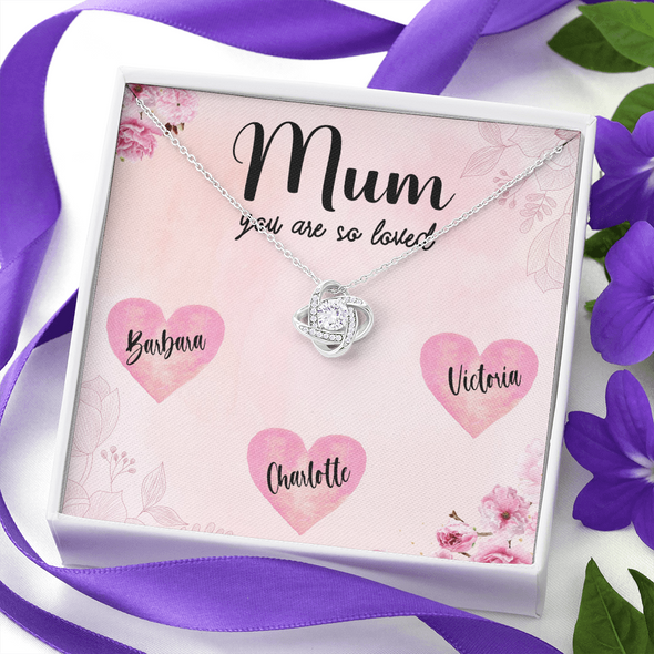 Mum Customized Pendant, Love Knot Necklace, Customized Pendant For Her, Mother's Day Gift, Birthday Gift, Christmas, Anniversary, Gift For Her, Valentine's Day, Jewelry For Her
