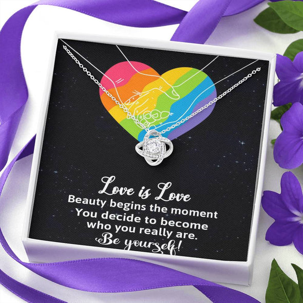 Dear Wife, Beauty Is Begins The Moment, Knot Necklace, Congratulations Gift For Wife, Silver Jewelry For Wife, Wedding Necklace, Necklace For LGBT Couples