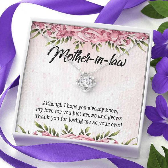 Dear Mom, Thank You For Loving Me As You Own, Future Mother In Law Necklace With Message Card, Mother Day Necklace, Ideas For Her, Knot Necklace, Birthday Gift, Christmas Gift